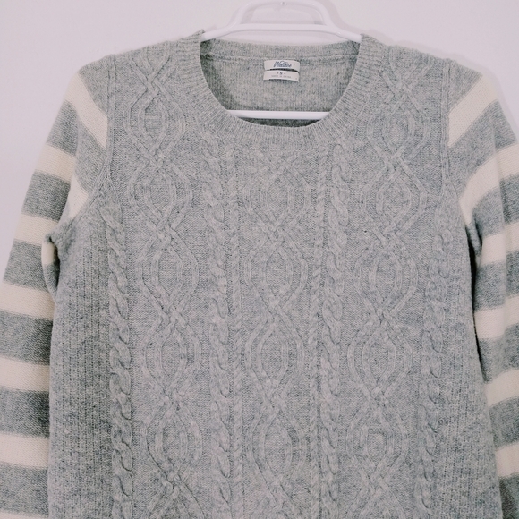 Wallace Madewell Wool Cable Knit Stripes‎ Pullover Sweater - Picture 6 of 6